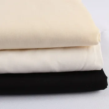 Puro algodón forro de tela de peso ligero blando y delgado del color sólido de algodón peinado material blanco negro por el patio