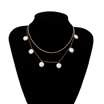 Purui Bohemio Gargantilla Collar de la Vendimia de Imitación de la Perla de la Borla de la Cadena de Moneda Encanto Pedante Collar para las Mujeres Joyería de la Moda