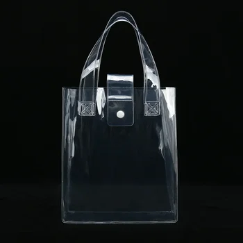 PVC del claro de la cosmética bolso con hebilla de plástico de maquillaje promocional bolsa disponible por encargo