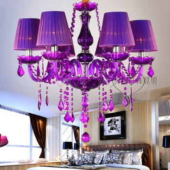 Púrpura Iluminación de la lámpara de salón Dormitorio Cocina de la Isla K9 cristal araña con pantalla de mediados del siglo xx decoración colgante 27241