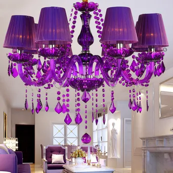 Púrpura Iluminación de la lámpara de salón Dormitorio Cocina de la Isla K9 cristal araña con pantalla de mediados del siglo xx decoración colgante