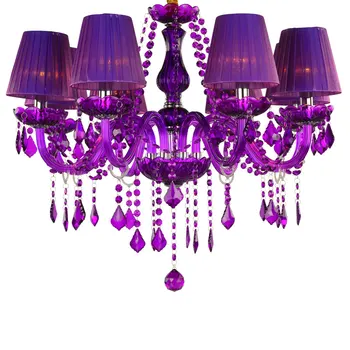 Púrpura Iluminación de la lámpara de salón Dormitorio Cocina de la Isla K9 cristal araña con pantalla de mediados del siglo xx decoración colgante