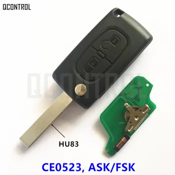 QCONTROL 2 Botones Coche Tecla del control Remoto Ajuste para PEUGEOT 207 307 308 407 807 Experto Asociado CC SW (CE0523 ASK/FSK, HU83)
