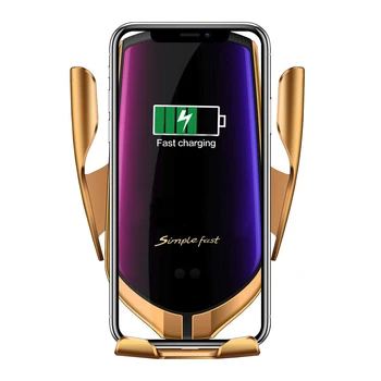 R1 Coche Cargador Inalámbrico Para el IPhone X XR XS 8 Plus Galaxy S10 S9 S8 Smart Automático de Sujeción de Carga Rápida de Aire de Ventilación de soporte para Teléfono