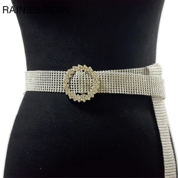 RAINIE SEAN Mujeres de diamantes de imitación de los Cinturones de Oro y Plata de Pvc Diamante de la Correa de la Cintura Femenina Ceinture Correas de las Señoras de los Vestidos de