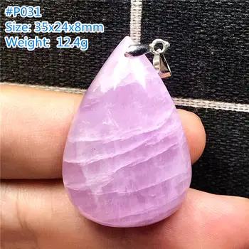 Real, Natural, Púrpura Kunzita Colgante de la Joyería Para las Mujeres el Hombre de Regalo de Cristal de Piedra de Plata 35x24x8mm Perlas de Agua de la Gota de la piedra preciosa AAAAA