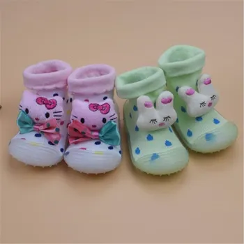 Recién Nacido Antideslizante Calcetines De Bebé Con Suela De Goma Para Niños Niño Zapatos Primeros Caminantes De Algodón Bebé Niño Niña Calcetines