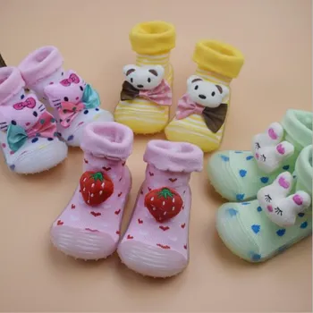 Recién Nacido Antideslizante Calcetines De Bebé Con Suela De Goma Para Niños Niño Zapatos Primeros Caminantes De Algodón Bebé Niño Niña Calcetines