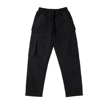 Recta Pantalones de los Hombres de Moda de Color Sólido Multi-bolsillo de Monos de los Hombres Ropa de Hip-hop Suelto Cordón Pantalones Casuales para Hombre M-5XL