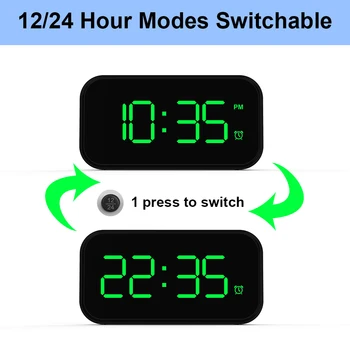 Reloj despertador Digital con Puerto USB para la Carga de Brillo Ajustable Dimmer LED de Repetición de alarma de Reloj Pequeño Escritorio en el Dormitorio de la Mesilla de Relojes