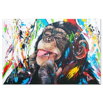 Resumen handpaint impresión en lienzo impreso orangután animal de arte de pared de cuadros modernos de dormitorio, habitación de los niños decoración de impresiones de la lona