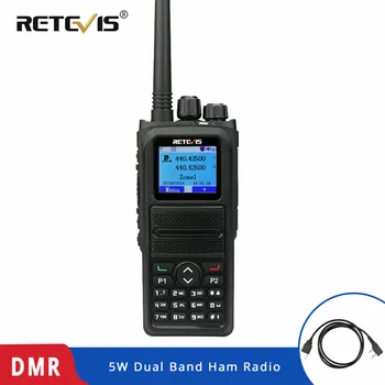 Retevis 5W RT84 DMR Digital/Analógico Walkie Talkie Radio de Doble Banda 3000CH de Mano radioaficionados Transceptor+Cable de Programación