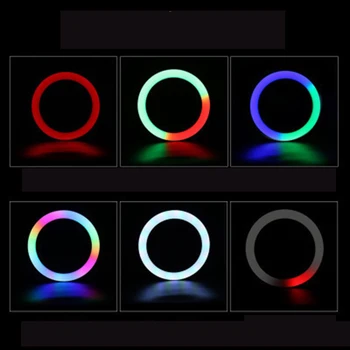 RGB Colorido Anillo de Luz LED de 10 Pulgadas de 160 cm de Soporte de arco iris anillo de luz USB Con Soporte de Teléfono 16 Colores de Luz Para la transmisión en Vivo de la Foto 18846