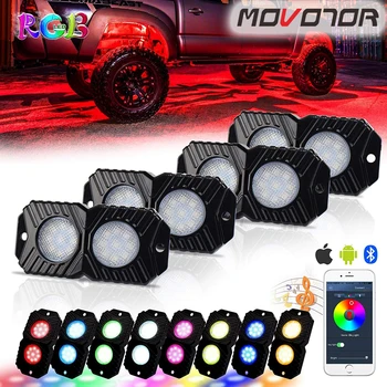 RGB LED Luces de Rock, Multicolor Underglow de Neón de Luz LED Kit de 4 Vainas Impermeable con el Modo de Música por Fuera de la Carretera de Camiones Coche ATV