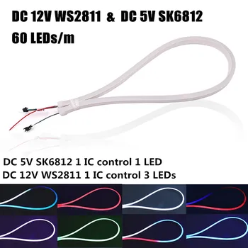 RGB Neon Tira de la prenda Impermeable DC12V WS2811 IC a todo Color LED 5050 Luz de Tira DC 5V SK6812 Señal de Neón de la Cuerda de la Cinta de la Iluminación de la Lámpara