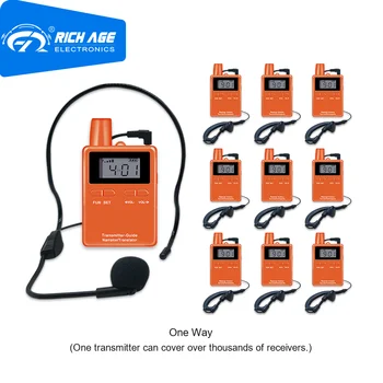 RichiTek Una Forma De Sistema De Audio Guía De Auriculares 1 Transmisor+2 Receptores Para Agencia De Viajes Con Micrófono De Condensador