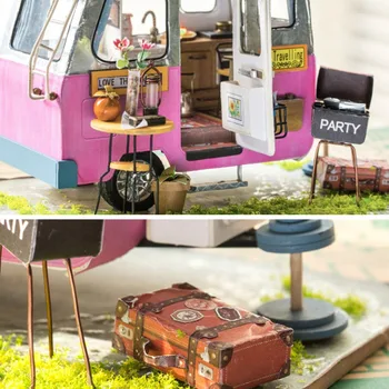 Robotime DIY Feliz con Muebles de Niños un Adulto en Miniatura Casa de Muñecas de Madera de la Construcción de modelos de Kits de casa de Muñecas, Juguetes DGM04