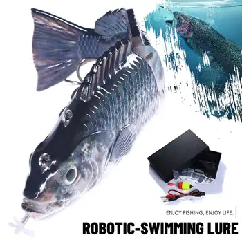 Robótica Señuelos de Pesca Multi Articulado de Cebo 4 Segmentos Auto Eléctrico Wobblers Lucio Swimbait USB Recargable LED Luz de Natación