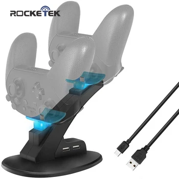 Rocketek 2 USB estación de Carga Para Diferentes Interruptor de Alegría-con Controlador de LED de Tipo C, Cargador Para el Switch Pro Pad Soporte de Carga NS