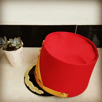 Rojo sombrero de copa para niños y adultos de la Escuela de la Etapa de Rendimiento de los sombreros de Tambor de Equipo sombreros de música de la guardia de honor accesorios gorra militar 40056