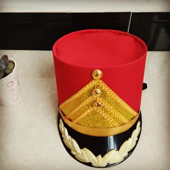 Rojo sombrero de copa para niños y adultos de la Escuela de la Etapa de Rendimiento de los sombreros de Tambor de Equipo sombreros de música de la guardia de honor accesorios gorra militar