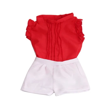 Ropa de la muñeca traje rojo ropa + pantalones cortos blancos juguete de los accesorios se adaptan a 18 pulgadas de Niña de las muñecas y 43 cm de la muñeca del bebé c211