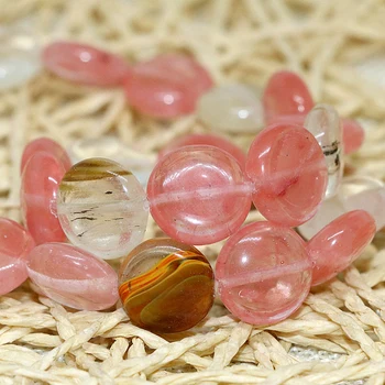 Rosa sandía turmalina cristal de la moneda de forma 12x12mm piedra de jaspe suelta perlas de la joyería 15inch GE391