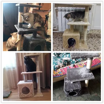 RU Doméstica Entrega Árbol del Gato Altura 85CM Casa para Gato Gatito Poste de Rasguño de Gato Juguetes Con Sisal Mascota de la Torre de la Cama Con el Gato Condominio