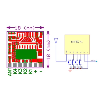 Rubrum 5pc 433 MHz Universal Inalámbrico Transmisor de RF de Aprendizaje Código 1527 Codificación del Módulo de 433Mhz Interruptor de Control Remoto Para Arduino