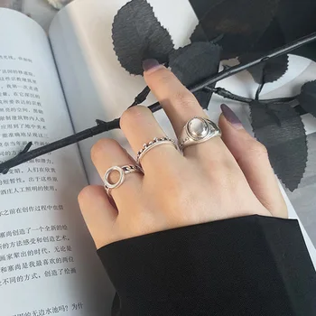 S925 plata de ley liso abierto dedo índice el anillo de mujer de corea simple resfriado de la moda de la celebridad en línea Japón personalidad fresca