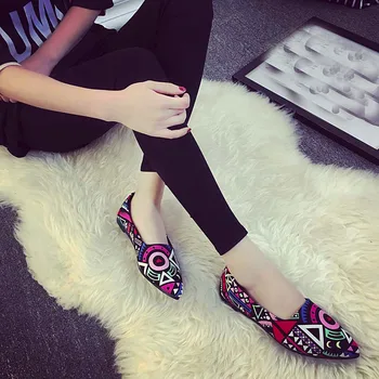 SAGACE Casual Zapatos de Mujer estampado Geométrico Señaló a Mediados de Talón, Dedo del pie Redondo Superficial de la Moda de Sólidos de Gran Tamaño de la PU Zapatos Casual Mujer