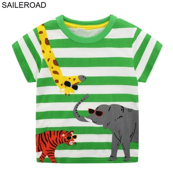 SAILEROAD Animal Apliques Camiseta de Bebé 2020 Chicos Nuevos Camisetas de Jirafas, Elefantes Impresión del Tigre Niños Tops Camisetas Ropa