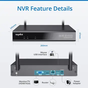 SANNCE 8CH 1080P WiFi NVR 4PCS 2.0 MP IR al aire libre Impermeable del CCTV Cámara IP Inalámbrica de la Seguridad del Sistema de Video Vigilancia Kit de