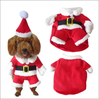 Santa Perro Mascota de Disfraces de Navidad, Ropa para Perros Pequeños de Invierno Perro Abrigo con Capucha Chaquetas Cachorro de Gato de la Ropa Traje de Chihuahua