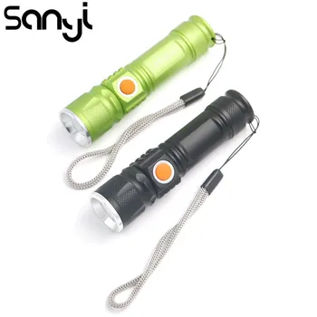 SANYI XML-T6 3800lm LED Linterna Portátil Mini 3 Modos de luz de la linterna Construido en una batería recargable 18650 de la batería USB linterna