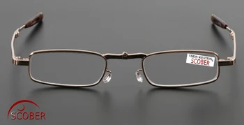 = SCOBER = caja de Acero delgado estrecho portátil plegable de metal dorado marco de gafas de lectura +1 +1.5 +2 +2.5 +3 +3.5 +4