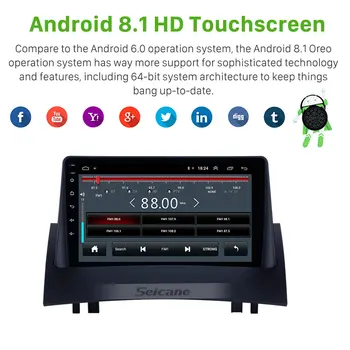 Seicane de 9 pulgadas Android 9.1 Coche reproductor Multimedia con pantalla Táctil HD Radio GPS para el año 2004 2005 2006 2007 2008 Renault Megane 2