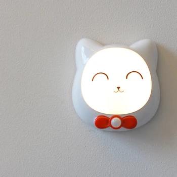 Sensor de Movimiento de PIR LED Luz de la Noche Kitty Cat USB Recargable Lámpara de Noche para Niños Bebé Niños Smart Auto de Infrarrojos de Inducción