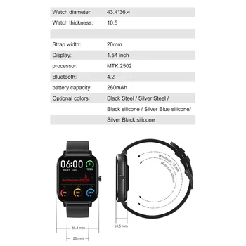 Serie dt35 1.54 Pulgadas, Bluetooth para llamadas ECG Monitor de Presión Arterial Inteligente Reloj de Pulsera de Monitorización de la Frecuencia Cardíaca Health Tracker Deporte de la Pulsera