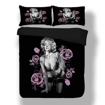 Sexy 3d Marilyn Monroe juego de Cama funda de Edredón de Cama Conjunto Camas queen king size textiles para el hogar