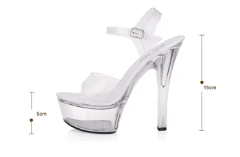 Sexy de Alta Calidad Transparentes de Cristal Sandalias de las Mujeres Zapatos de Tacón Alto 7-20 cm,Más el Tamaño de 34-44,Verano de 2017 Modelo de Pasarela Zapatos