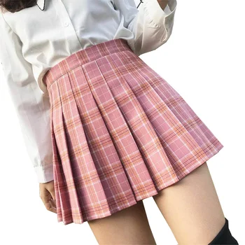 Sexy Faldas De Cintura Alta Plisado Falda A Cuadros Femeninos De Anime Faldas Cortas Plisowana Femme Lindo Chicas Dulces Mini Falda Faldas De Mujer