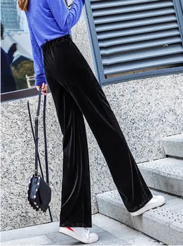 Señoras de moda casual color sólido pantalones elásticos de la moda de los pantalones