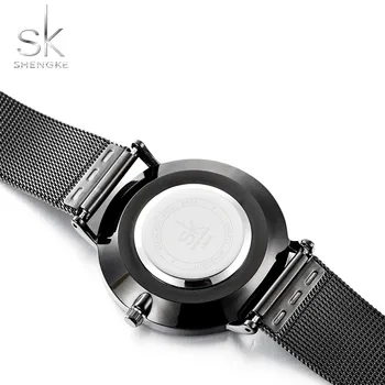 Shengke SK de la Moda de las Mujeres Negras de Relojes de Alta Calidad Ultra delgado Reloj de Cuarzo de Mujer Elegante Vestido de las Señoras Reloj de Montre Femme SK19