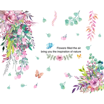 [shijuekongjian] Flor de la Planta de Pegatinas de Pared DIY Unicornio Animales de vinilos para Habitaciones de los Niños Bebé Dormitorio Decoración de la Casa
