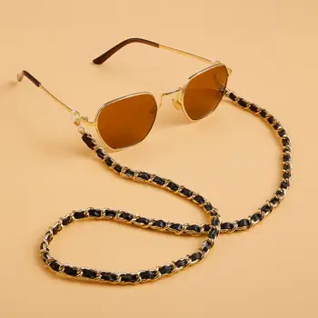 SHIXIN Negro de Franela Cruz de la Cadena de Gafas de Titular 2020 de la Moda Gafas de sol/Gafas de Cadenas para las Mujeres de Encaje Gafas Espectáculo de la Médula