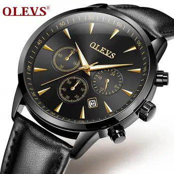 SHOWTIME Relojes Para los Hombres de Cuarzo relojes de Pulsera de Lujo de la Marca de Oro de Cuero Genuino Reloj Impermeable de los Tres Grandes Puntos de sutura Reloj para Hombre