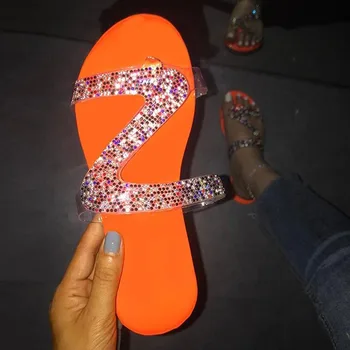 Siddons Brillo Zapatillas De Mujer De Verano Sandalias De Moda Bling Cristal Hembra Chanclas De Playa Diamante Plana Zapatos Al Aire Libre Zapatillas