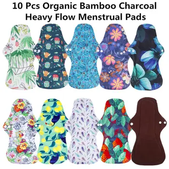 [simfamily] 10pcs orgánica de Carbón de Bambú lavable Higiene menstrual almohadillas de gran flujo de compresas señora de tela cojín almohadillas reutilizables 20278