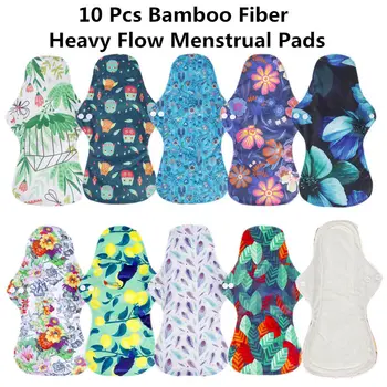 [simfamily] 10pcs orgánica de Carbón de Bambú lavable Higiene menstrual almohadillas de gran flujo de compresas señora de tela cojín almohadillas reutilizables